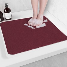 Hargiis Non-Slip Bathtub Mat 24x24 Wine Red Fast-Dry Foot Scrubber