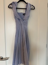 Lulu's Off the Shoulder Blue and White Stripped Dress- XS
