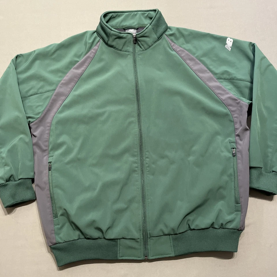 New Balance Jacket Mens 2XL XXL Green Gray Fleece Lined Coat Warm Running Banded - Image 4 of 4