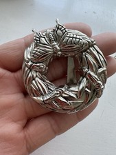 Vtg John Hardy Butterfly Bamboo Round Brooch Scarf Clip Rhodium Plated Authentic