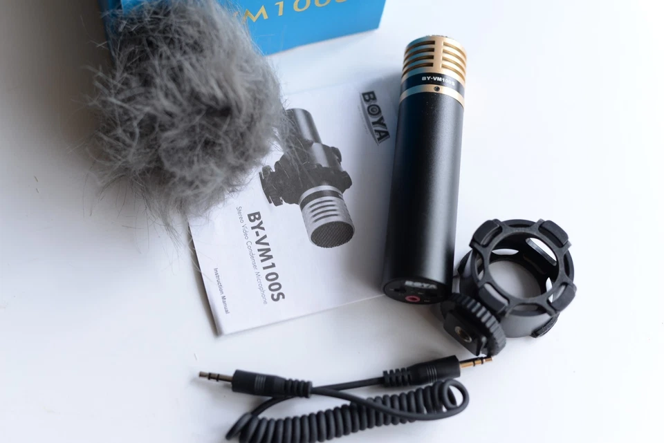 El micrófono condensador estéreo BOYA BY-VM100S, micrófono condensador retroelectret Foto 4 de 4