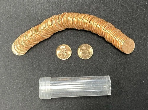 1958-D Lincoln Wheat Cent Roll ~ BU Uncirculated Red ~ Complete Tube (50)