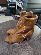 Alessandro Vasini JANIS Deco 80MM ANKLE BOOT IN brick Pony Hair Woman Sz 39 New