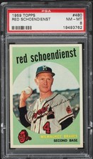 1959 Topps BB Card #480 Red Schoendienst Milwaukee Braves HOF PSA 8 NM-MT