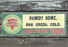Vintage Antique Keen Kutter Tools Hamidy Hardware Oak Creek Colorado Tin Sign