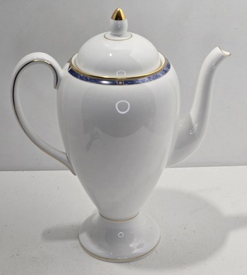 Wedgwood Cantata Coffee Pot Bone China White/Blue Marble & Gold Trim