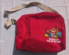 Vtg 70s Garfield Kat's Meow Red Nylon Messenger Bag World Traveler Unique *Flaws