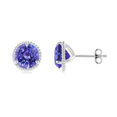 ANGARA Natural Tanzanite Martini Stud Earrings in Silver for Women (Size-7mm)