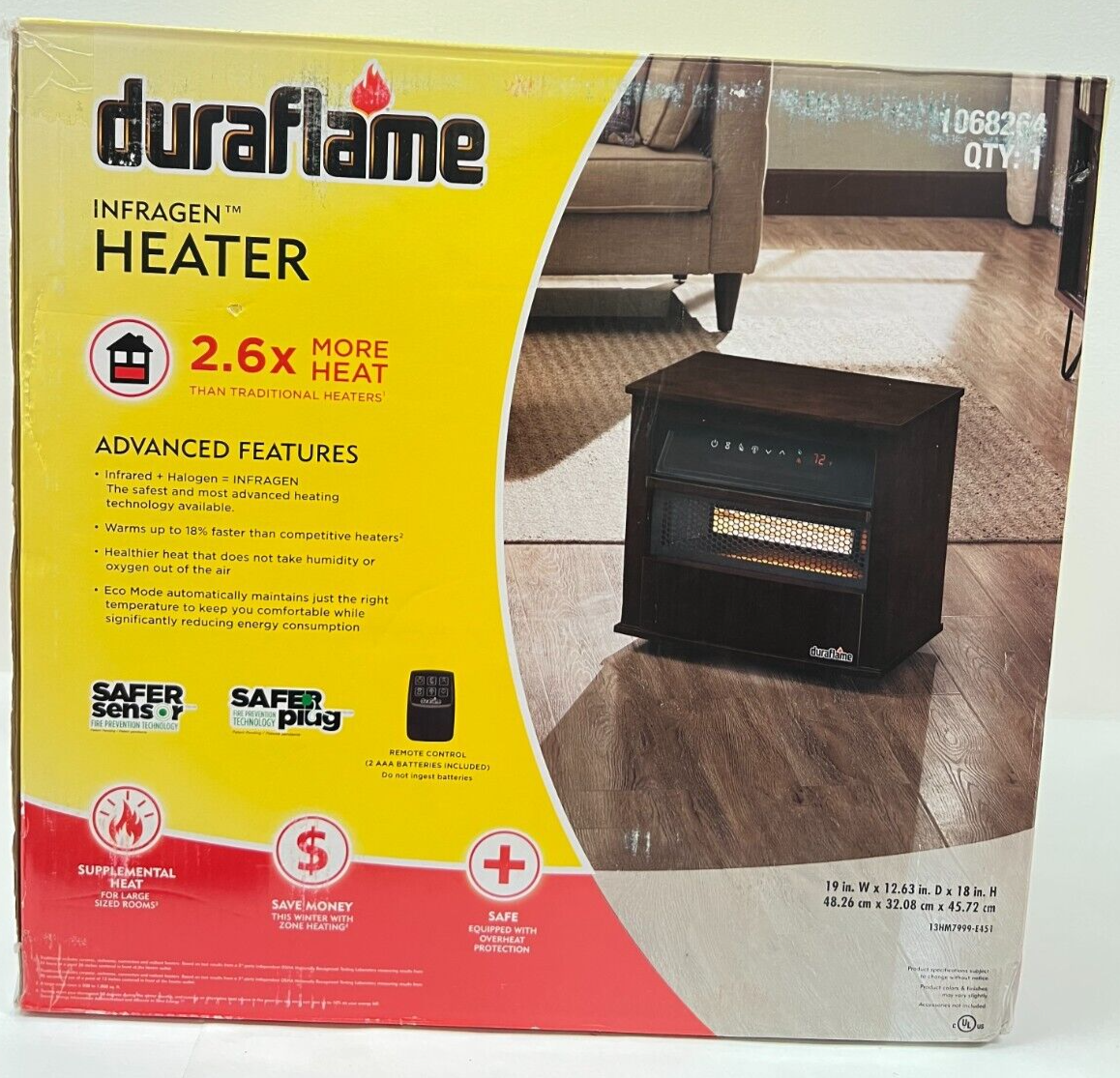 Duraflame 1500-Watt Infrared Quartz Cabinet Electric Space Heater