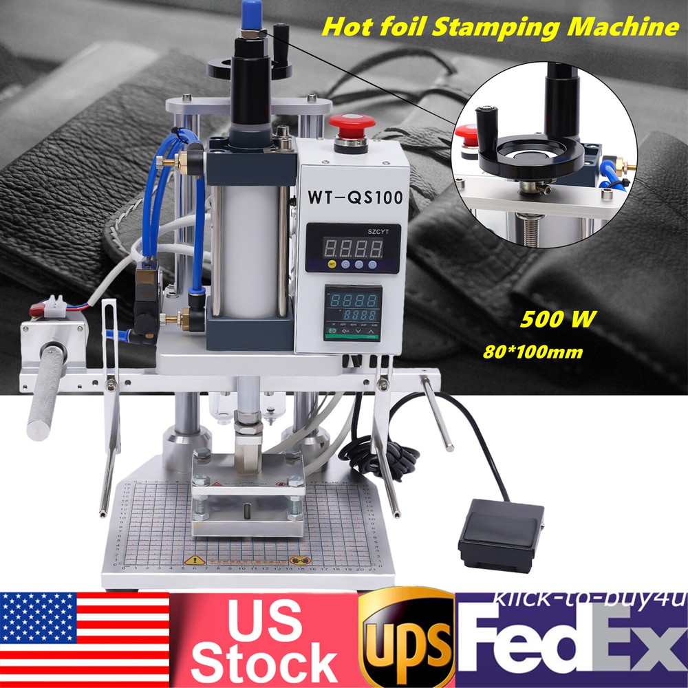 Air Operated Hot Foil Stamping Machine Logo Leather PVC Card Press 80x100mm