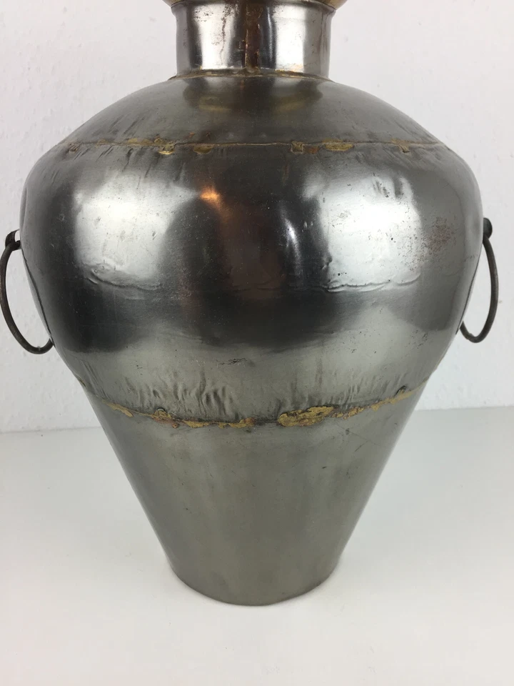 Blech Vase Indien silber Messing Handarbeit aus Rajasthan Deco antik 39 cm hoch. - Bild 3 von 4