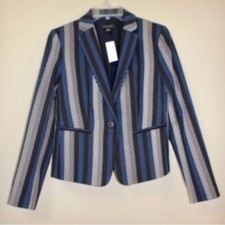 Ann Taylor Striped Newbury Suit Jacket Blazer Womens 4 NEW Textured Lined