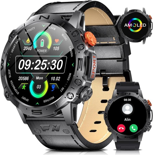 Military Smart Watch Men (Call Receive/Dial) Rugged Tactical Fitness Tracker
