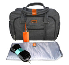 WELAVILA gray fabric diaper bag tote with shoulder strap and changing pad NEW