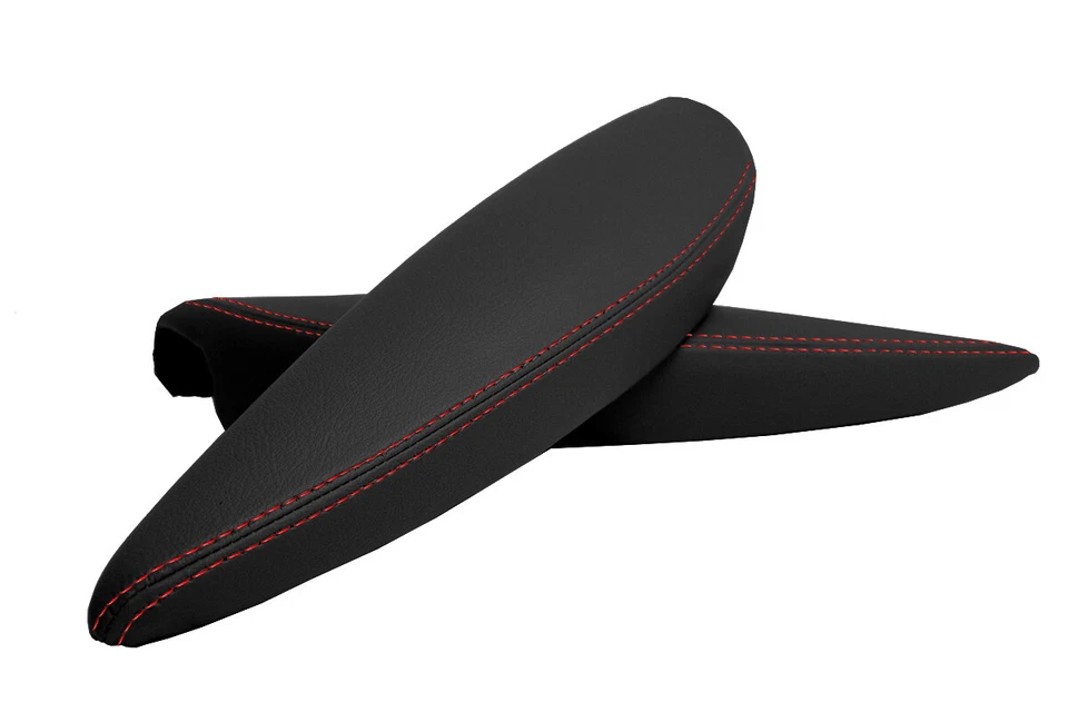 Se adapta a Mini Cooper R55 2007-2015 reposabrazos de cuero cubierta de panel de puerta puntada roja Foto 4 de 4