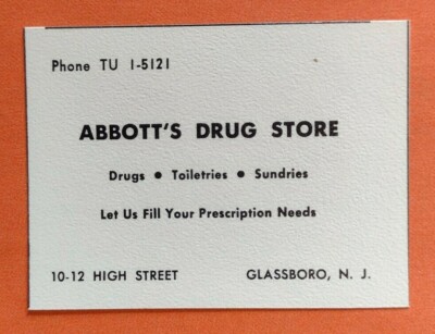 1955 Abbott's Drug Store Advertisement Glassboro, New Jersey
