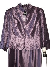 CACHET WOMENS SZ 10 2 PC LNG DRESS EMBROIDERD BEADED JACKET SMALL FLAW WAS 175