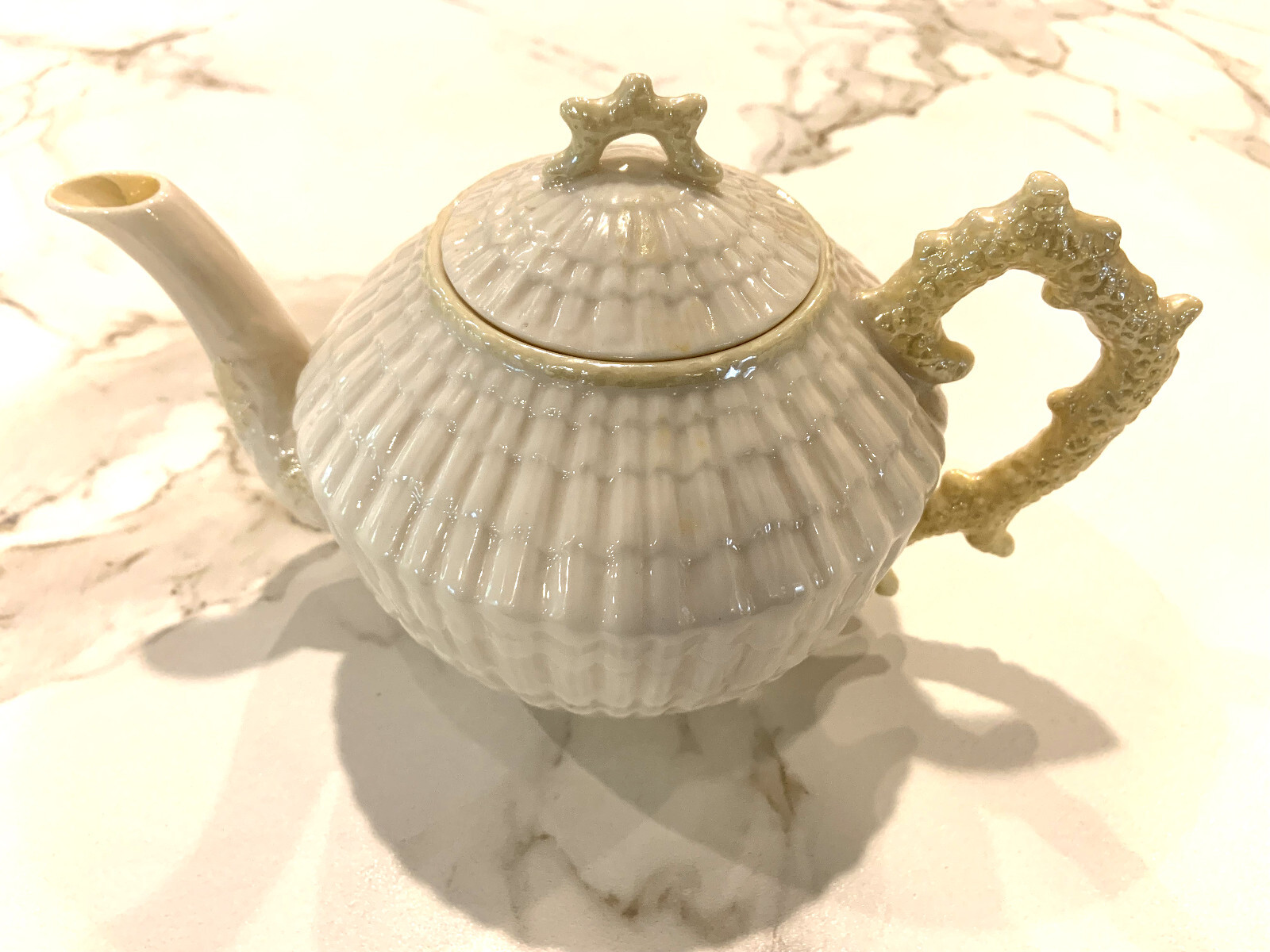 Belleek LIMPET WHITE 4 Cup Teapot with Lid 5th Green Mark c. 1955 eBay