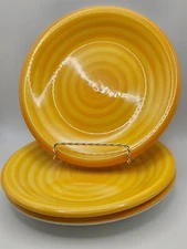 🔥 3 piece PIER 1 Imports LA PRIMULA 8" Salad Plate RARE Yellow Spiral Plate Set