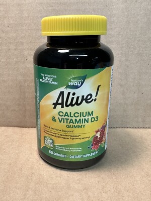 Nature's Way Alive! Daily Calcium & Vitamin D3 Gummies, Bone Support, Immune Sup