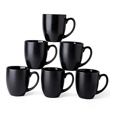  16oz Coffee Mugs Set of 6, Large Ceramic Coffee Mugs for Men Women Matte Black