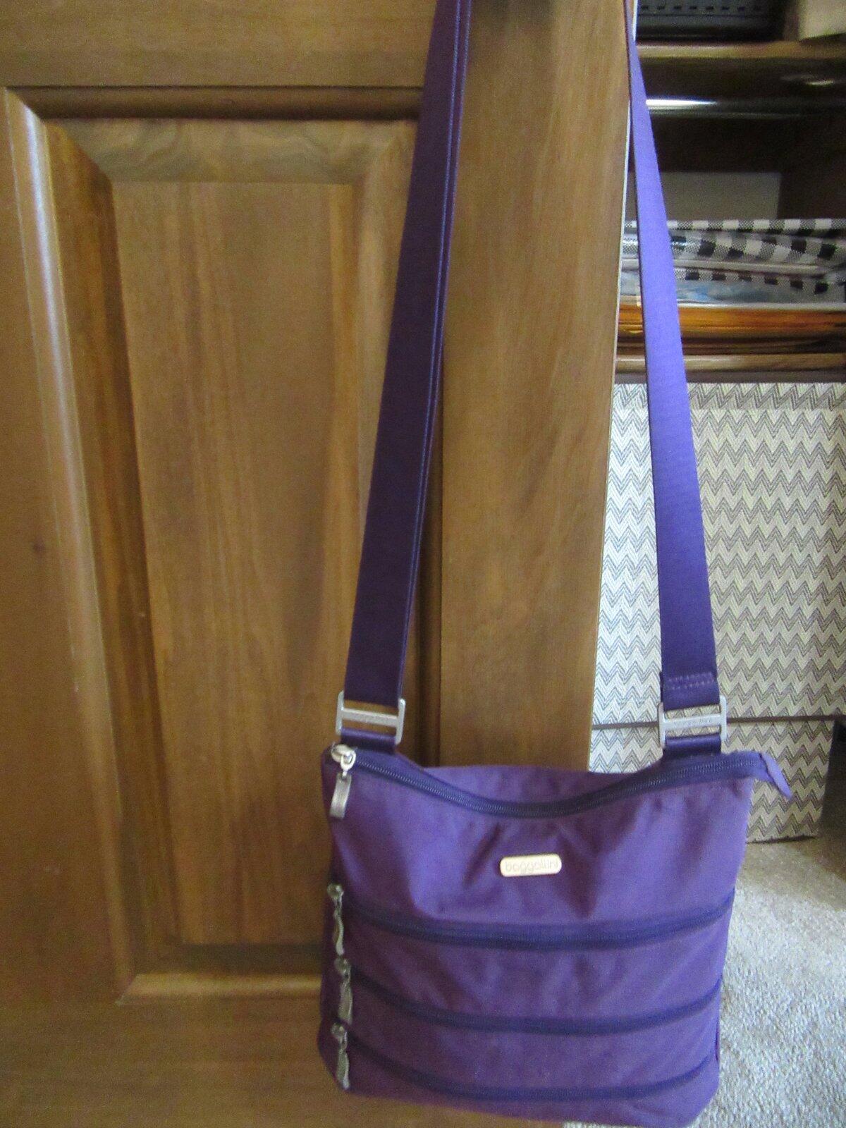 Baggallini Purple Nylon Yosemite Crossbody Bag / Triple Zip