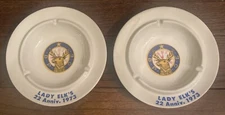 Pair Of 1973 Lady Elks 22nd Anniversary Ashtrays