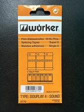 Super 8 Wurker Splicing Tapes Pack of 50, Duoplay 4 Sound - 211.05 / 3770