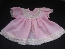 Vintage Pink Crepe Dress Lace Flowers Open Back Bow EUC