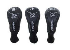 AGXGOLF Hybrid Golf Club Head Covers Long Neck Black Set of Three for 6, 7  & 8
