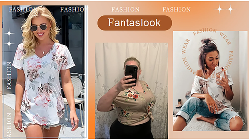 V Neck T Shirts for Women Floral Summer Tops Short Sleeve Shirts Casual Tunic To - Picture 5 of 12