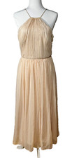 Vera Wang Blush Pink Chiffon Halter Pleated Midi Cocktail Party Dress Size 6