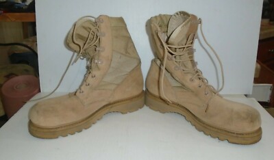 US Military Combat Boots Mens 7R Vibram Sole Tan Desert Leather USA Made Field Army Hot Weather Desert Sand Combat Boots Made in the USA  main image 2