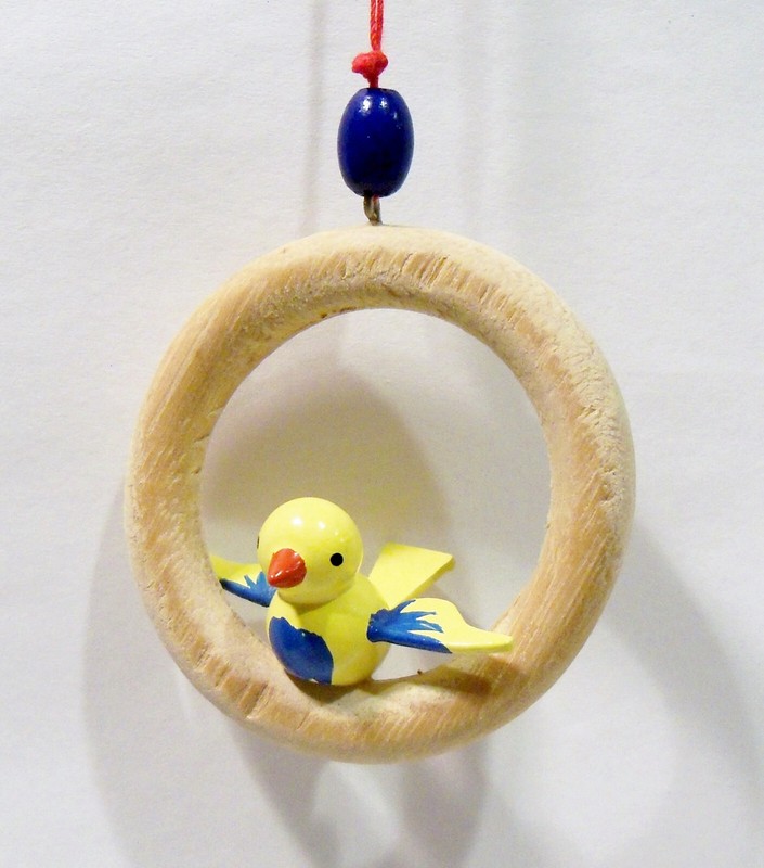 Erzgebirge Germany Bird in Hoop Wooden Wood Miniature Ulbricht Easter Ornament