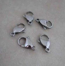 5 large stainless steel lobster claw clasps 19mm x 12mm