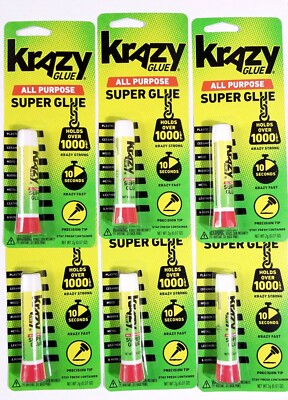 KRAZY GLUE ALL PURPOSE CRAZY GLUE SUPER GLUE TUBE .07 OZ x 6 TUBES