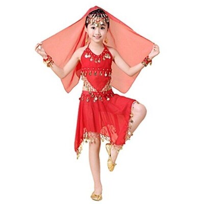 Kinder Mädchen Kinder Bauchtanz Kostüm Chiffon Top Hosen Dancewear