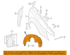 Dodge CHRYSLER OEM-Front Fender Liner Inner Splash Shield Guard Left 5116279AE