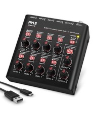 Pyle 8-Channel Wireless BT Streaming Mini Line Mixer w/ USB Audio Interface