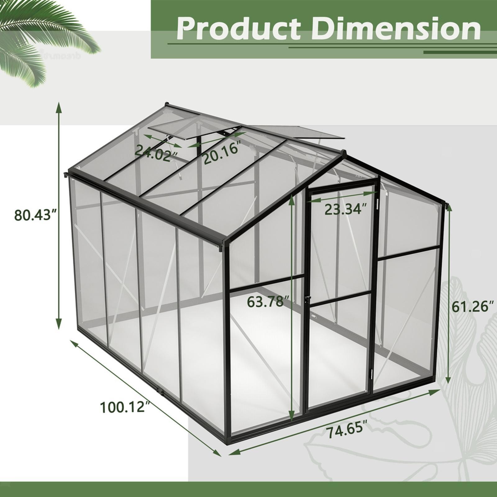 Greenhouse for Outdoors Aluminum Structure Quick Install Plant Shelter for