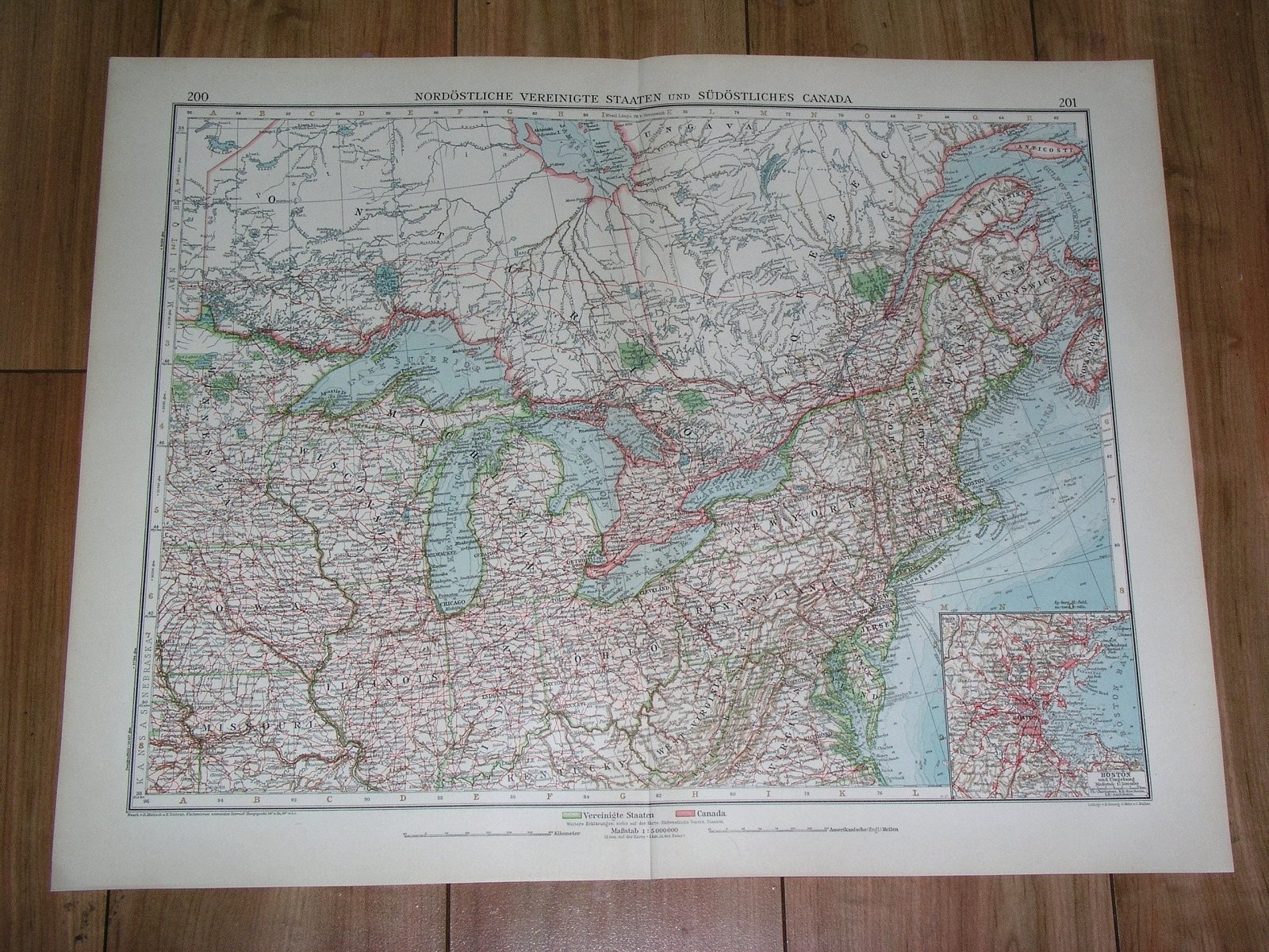 1927 VINTAGE MAP OF GREAT LAKES SUPERIOR HURON MICHIGAN ERIE ONTARIO CANADA