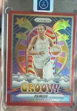 2025 Prizm Groovy Red Hollow Aja Wilson 69/99 WNBA Las Vegas Aces Mint Condition