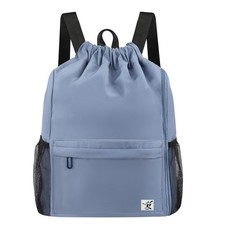 Sandproof Drawstring Backpack Mesh Pockets Water Resistant Beach Gym Bag