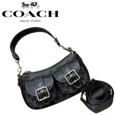 COACH CQ184 Ashton Baguette Signature Denim Handbag Shoulder Bag Women BRAND NEW