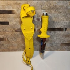 Vintage Tabata Yellow  Stainless Steel Diving Knife Rubber Sheath Made in Japan