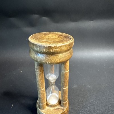 Vintage Wooden Egg Timer 3 Minute White Sand Filled Hourglass