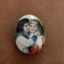 Blechdose Nostalgie 1900 Brüderchen Schwesterchen oval  Ø ca. 6 cm , 70er Pillen