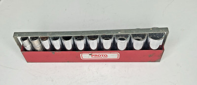 Proto 1/2  Drive Deep Socket Set 11 Pieces SAE with Tray USA