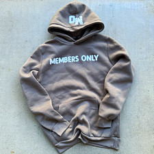 Members Only Tan Pullover Chenille Logo Hoodie Men s Size Small