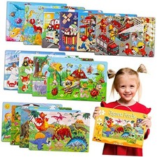 Puzzles for Kids Ages 4-8, 14 Pack Wooden Jigsaw Puzzles 30 Pieces Preschool